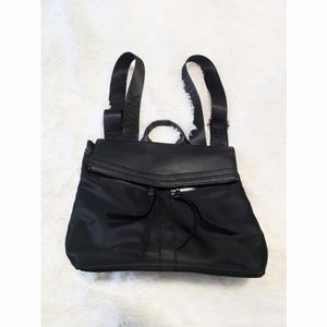 Botkeir new york black faux leather trim mini backpack adjustable straps